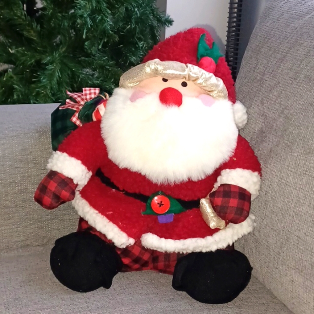 Vintage 1995 Christmas Cozy Plush Nylon Santa Claus Stuffed Toy 16"